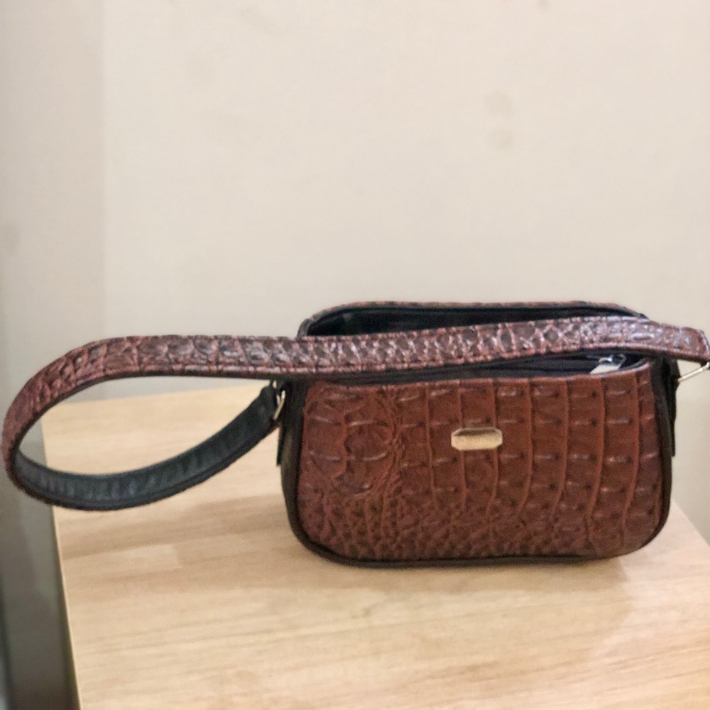 Brown Crocodile Embossed Handbag
